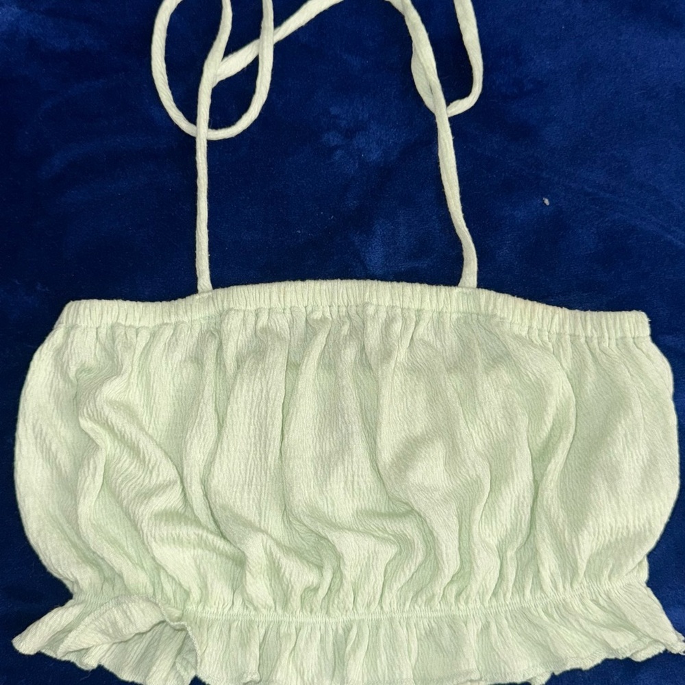 Light Green Ruffled Crop Top